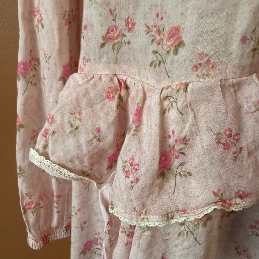 Spell & The Gypsy Collective Fleur Ruffle Floral Maxi Gown — Pink Champagne L - Picture 13 of 14